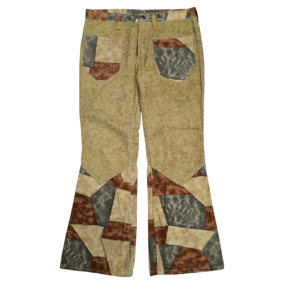 RARE 70s' Wrangler Printed Patchwork Flare Pants boho